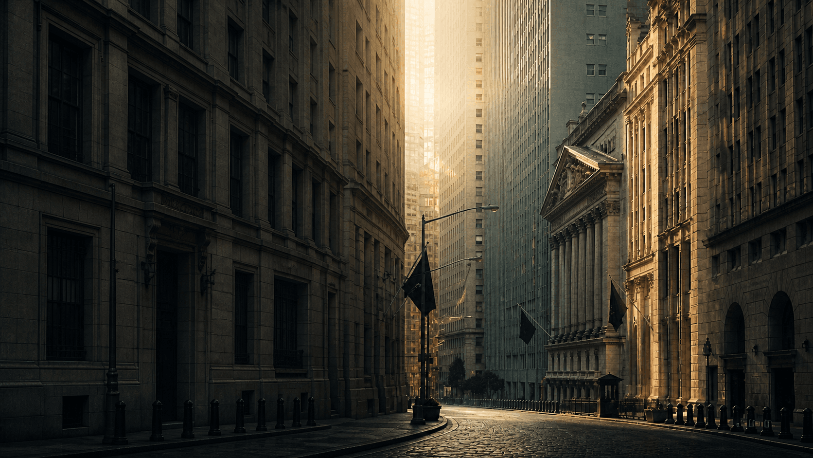 Editorial rendering of Wall Street before market open