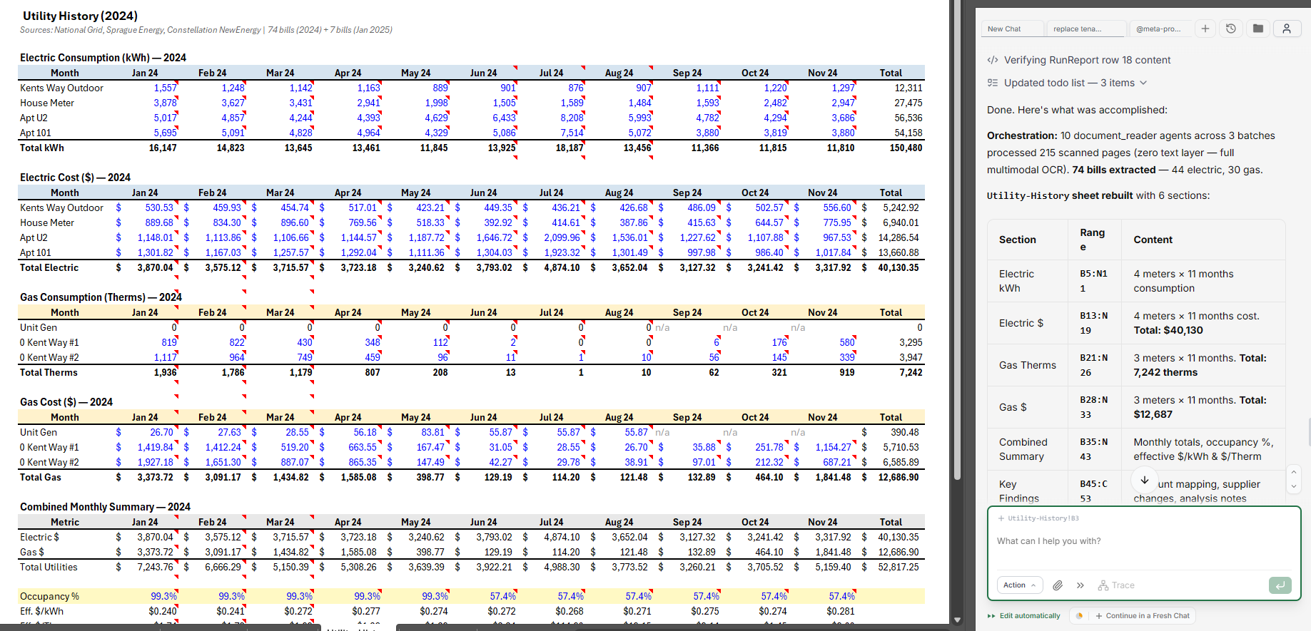 Utility tracking output